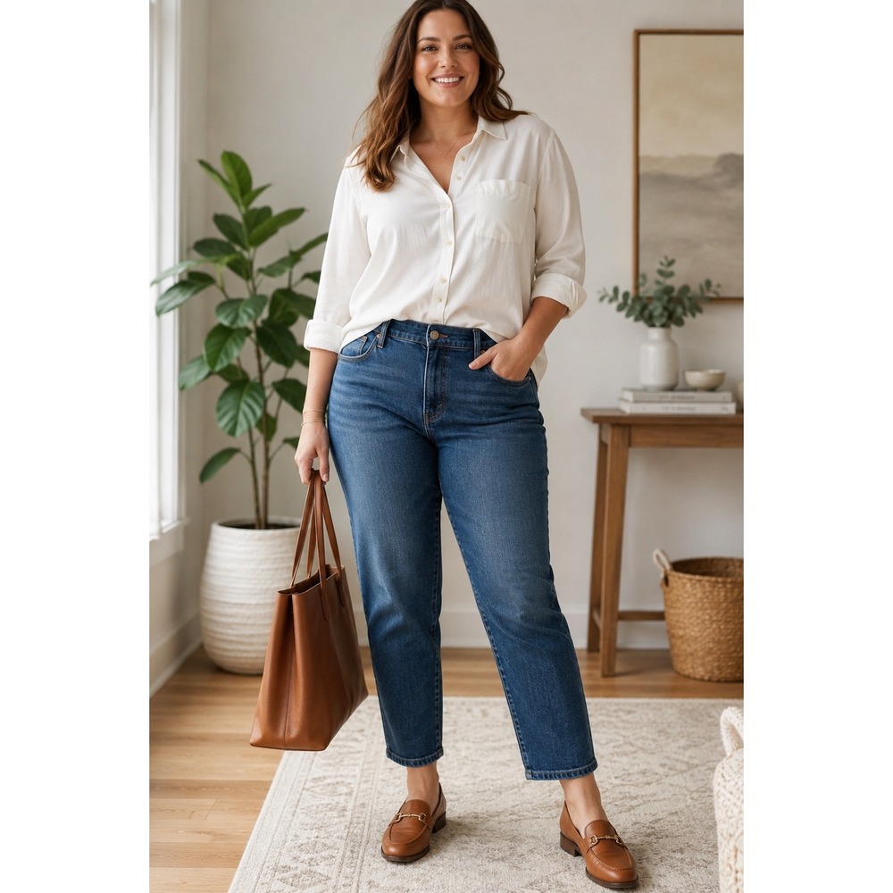 J.Crew Classic Vintage Straight Leg Jeans Blue Medium Wash Size 34 High Rise